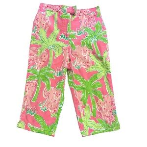 Lilly Pulitzer Vintage White Label Girls green pink Pants 4 Elephants